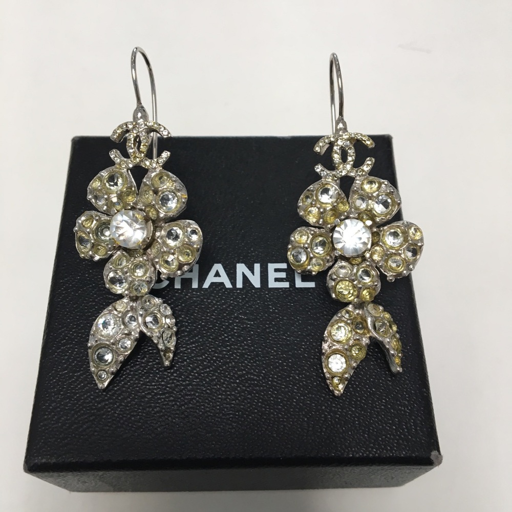 Authentic CHANEL Crystal Drop Earrings